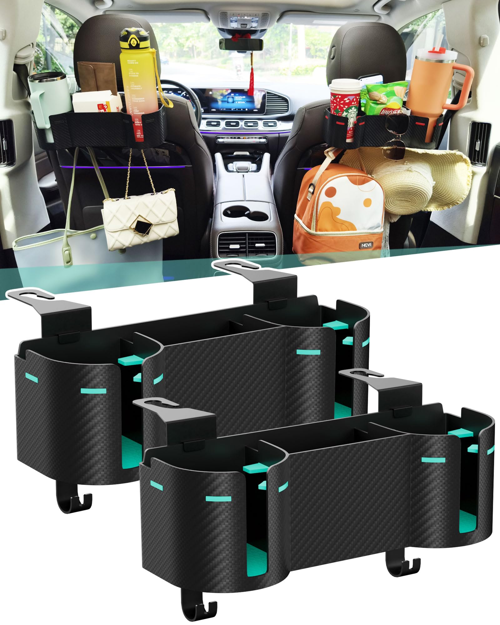 4-in-1 Car Headrest Cup Holder & Backseat Organizer