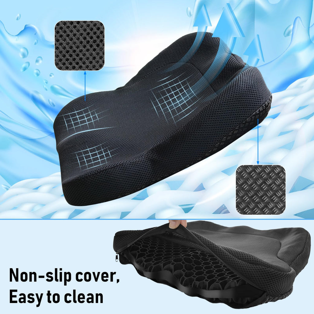 Cooling Gel Honeycomb Seat Cushion with Anti-Slip Cover