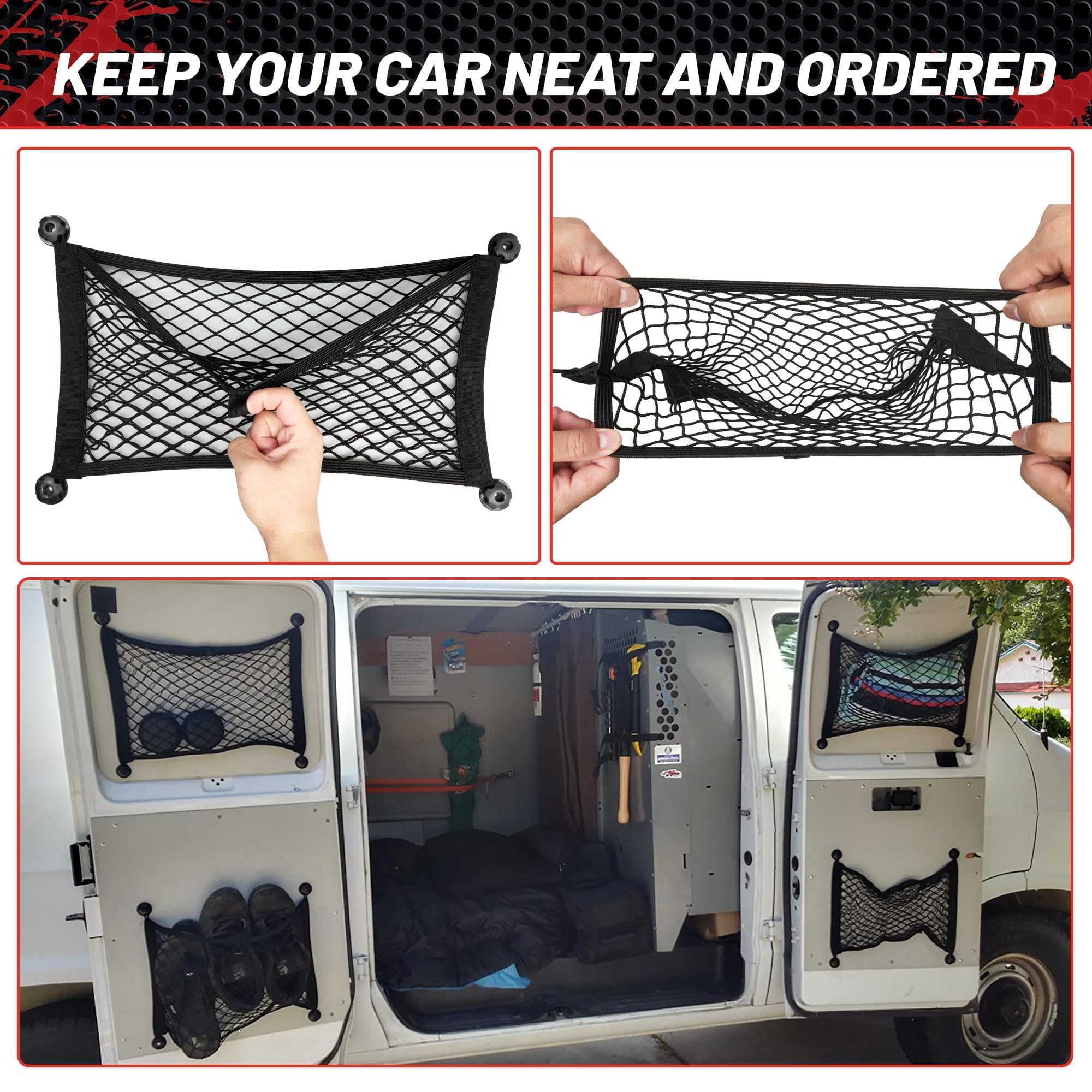 RED WOLF 2-Pack Universal Elastic Trunk Cargo Nets
