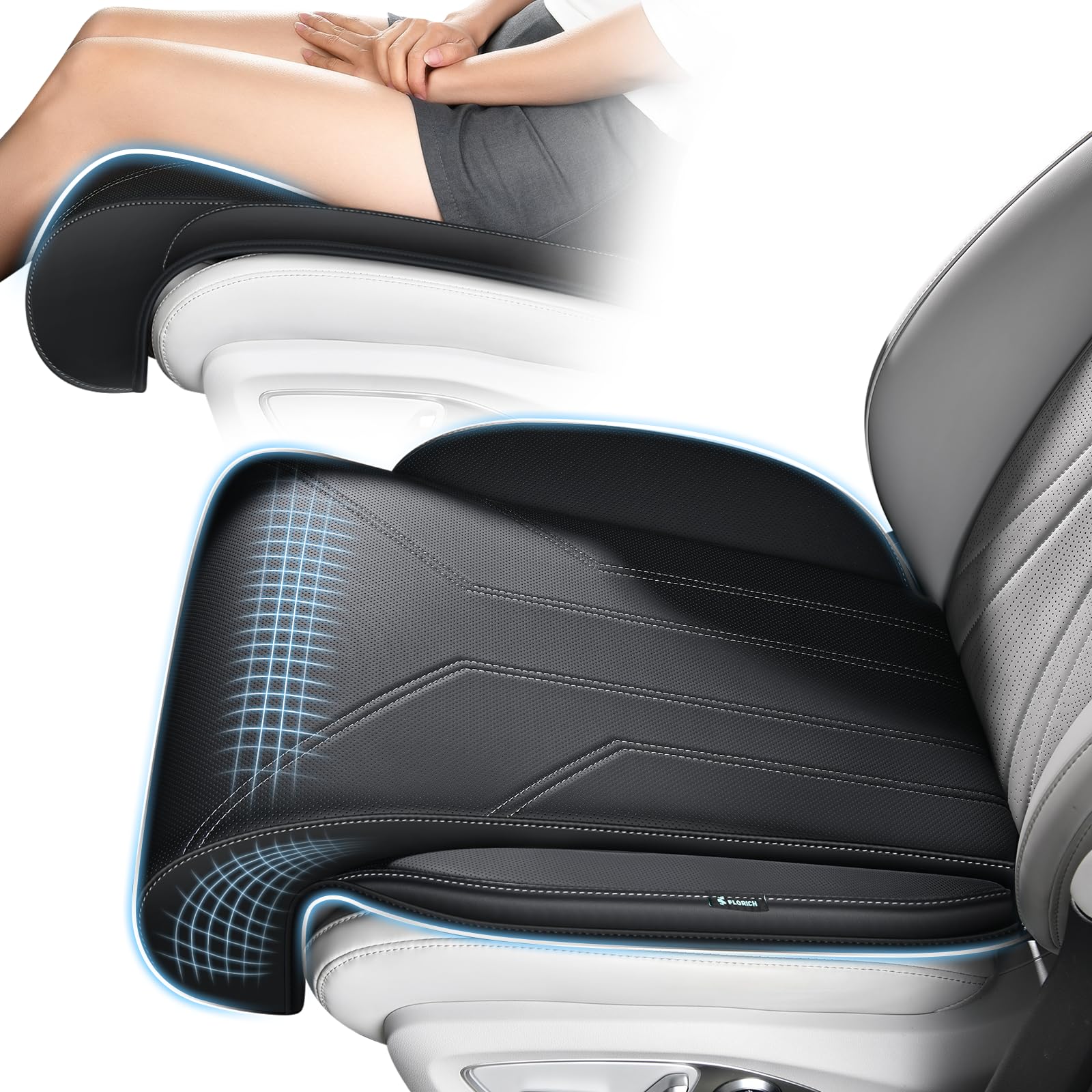 FLORICH Memory Foam Car Seat Extender & Leg Support Cushion