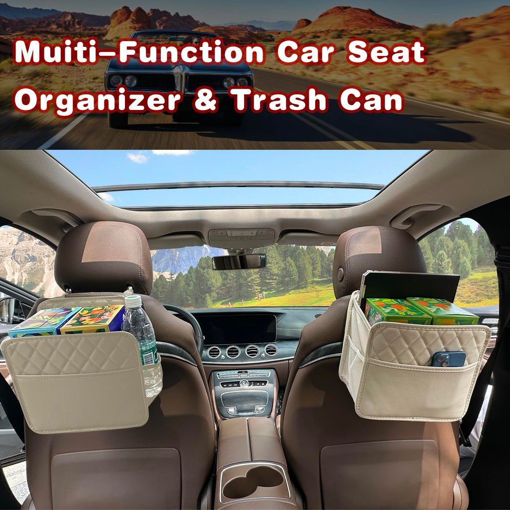 Witaxima PU Leather Backseat Organizer with 2.14-Gallon Trash Can