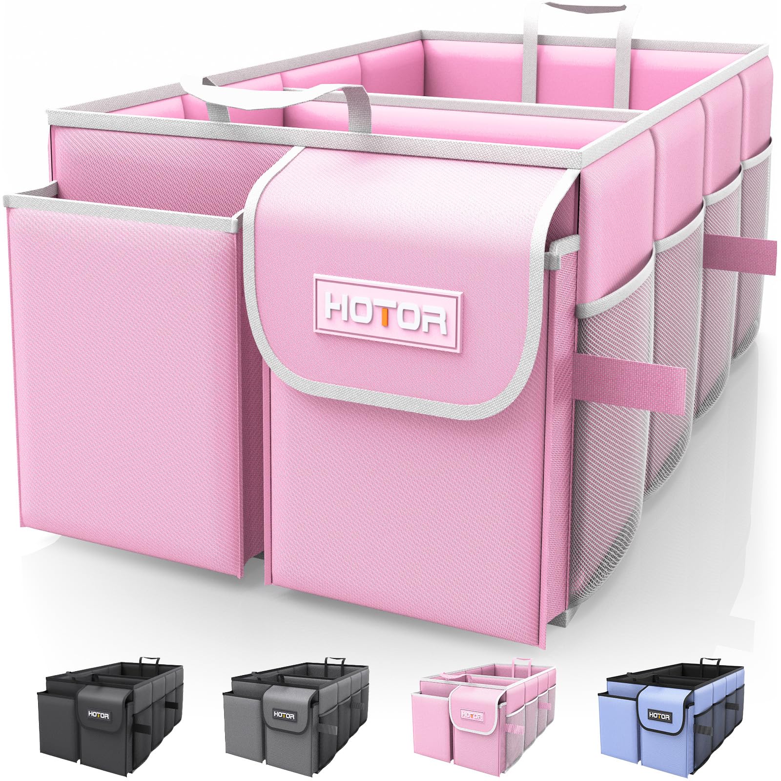 HOTOR Foldable Trunk Organizer - SUV & Sedan Compatible, Sturdy Car Organization for Accessories, Tools, Sundries