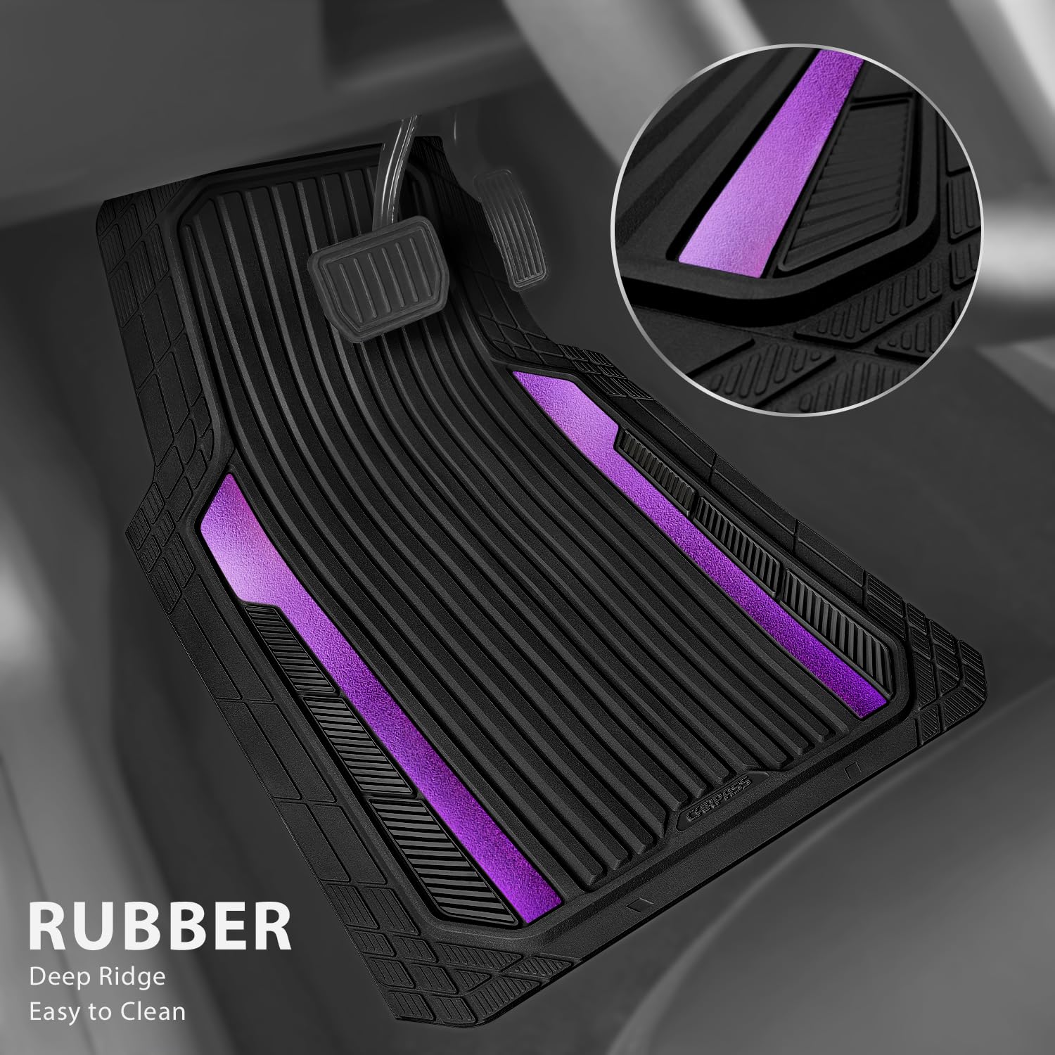CAR PASS Heavy Duty Sporty Rubber Car Mats, Deep Dish All Weather Car Floor Mats Full Set, Waterproof Anti-Slip Automotive Matts Rugs Trim to Fit for 95% Sedans SUVs Vans Trucks, 4-Piece