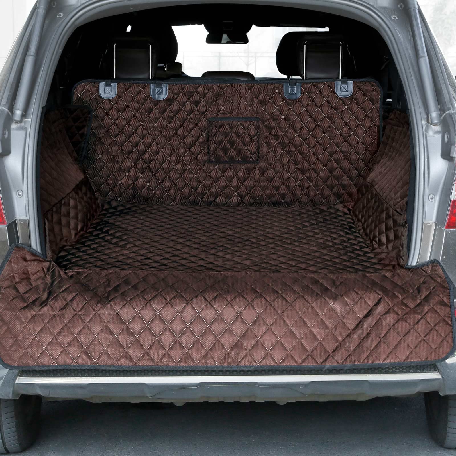 PETICON SUV Cargo Liner for Dogs, Waterproof Pet Cargo Cover Dog Seat Mat for SUVs Sedans Vans with Bumper Flap Protector, Non-Slip, Large Size Universal Fit