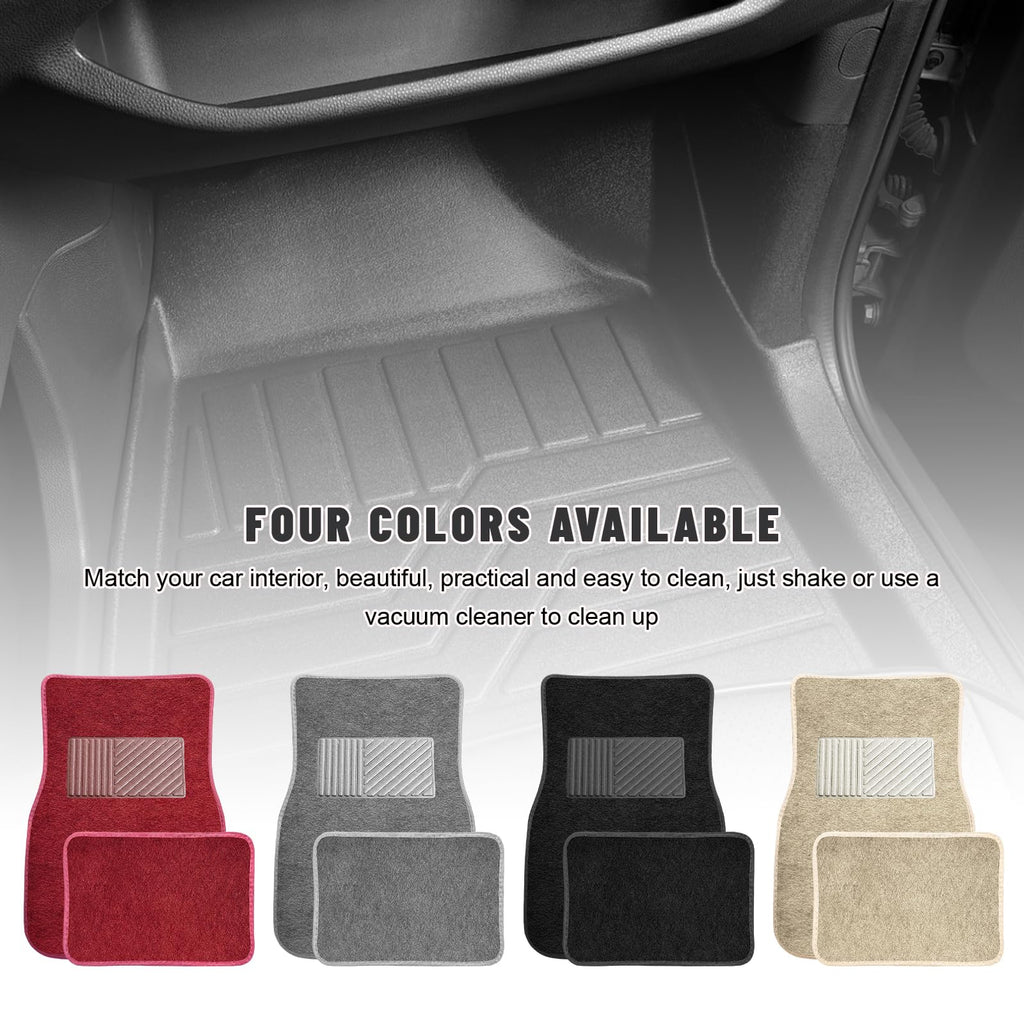 Sun Walker 4 PCS Car Floor Mats, Waterproof Anti-Slip Front & Rear Car Carpets with Driver Heel Pad, All Weather Floor Protective Pads Universal for SUVs Trucks Sedans Vans