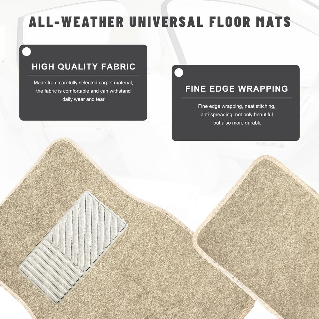 Sun Walker 4 PCS Car Floor Mats, Waterproof Anti-Slip Front & Rear Car Carpets with Driver Heel Pad, All Weather Floor Protective Pads Universal for SUVs Trucks Sedans Vans