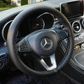 Veclod Black Genuine Leather Car Steering Wheel Cover Men Women,Cowhide Wheel Cover,Soft,Breathable,Anti-Slip,Luxury Steering Wheel Cover