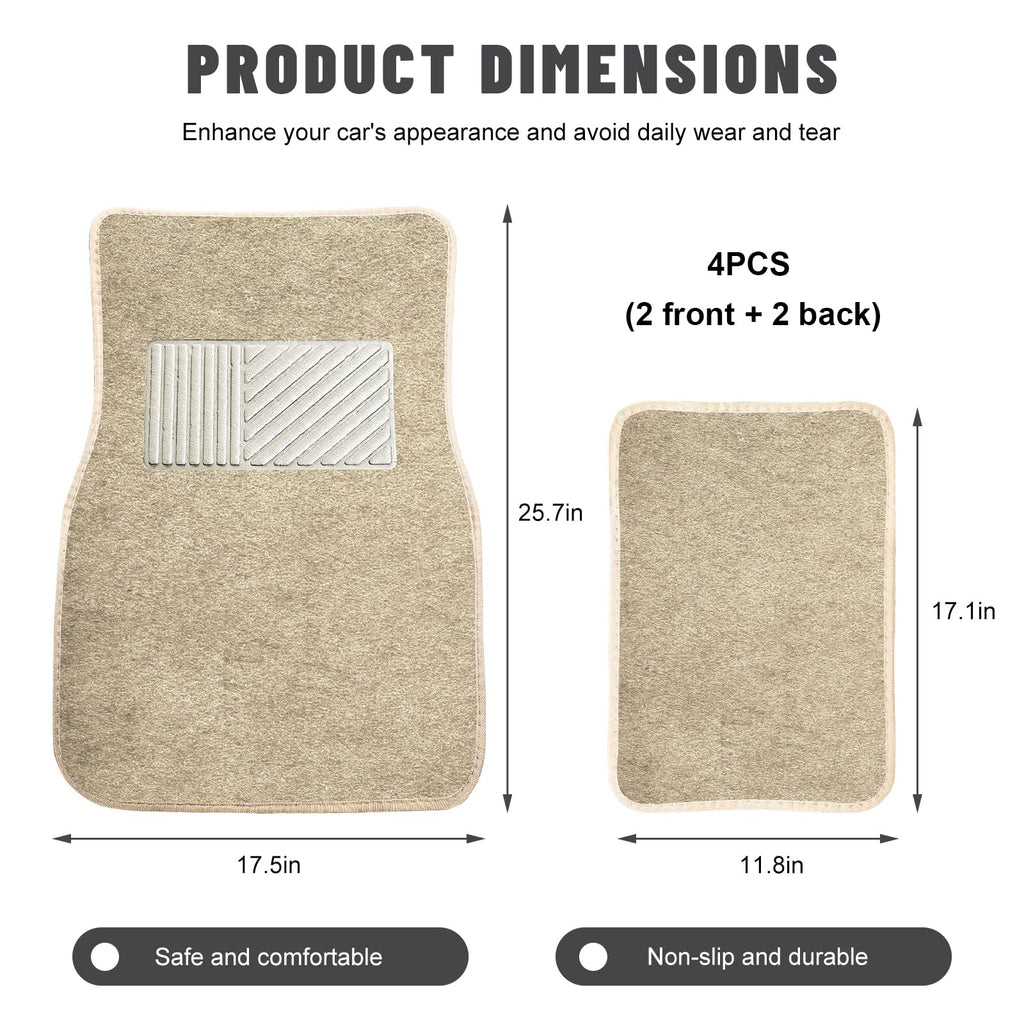 Sun Walker 4 PCS Car Floor Mats, Waterproof Anti-Slip Front & Rear Car Carpets with Driver Heel Pad, All Weather Floor Protective Pads Universal for SUVs Trucks Sedans Vans