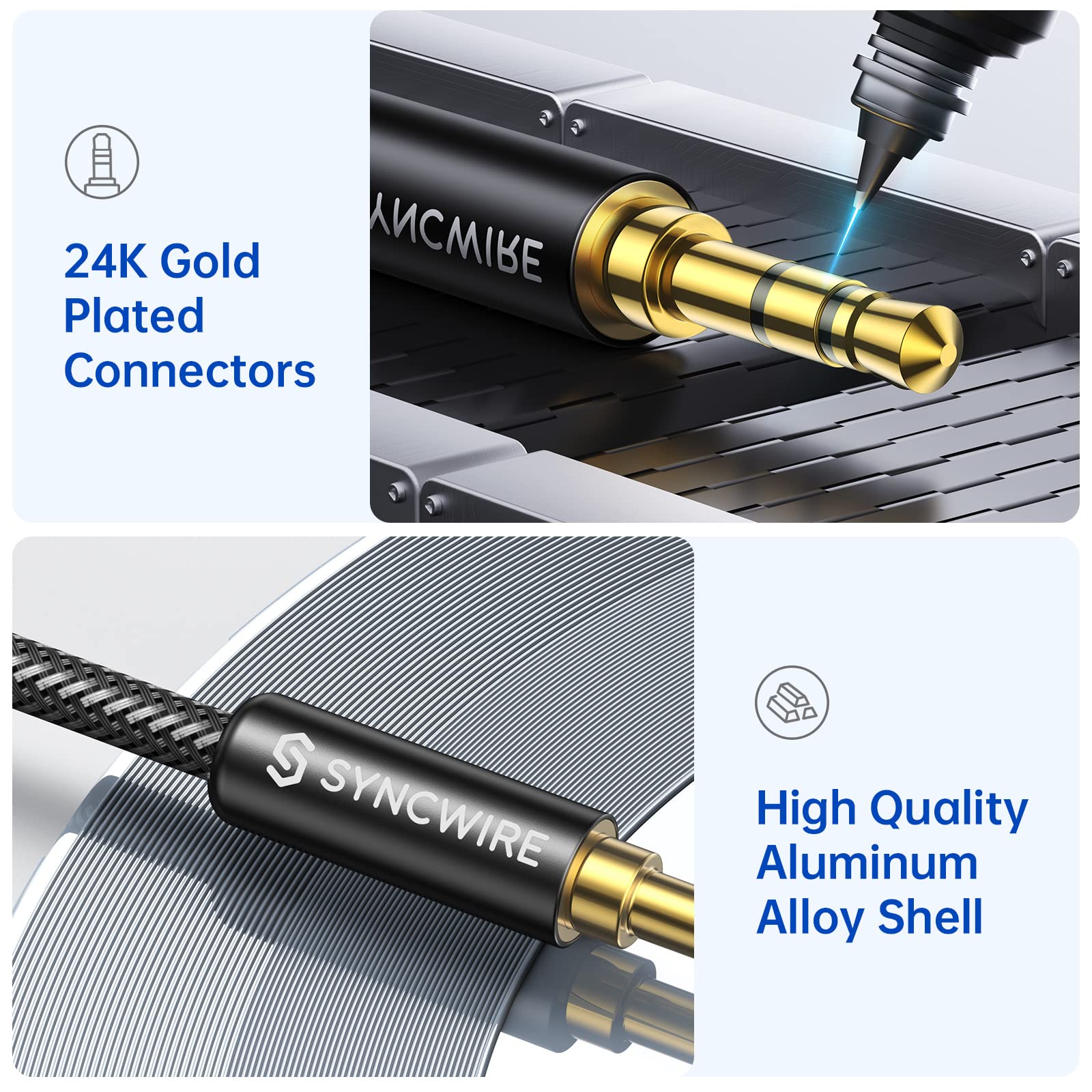 SYNCWIRE 3.5mm Nylon-Braided Auxiliary Audio Cable