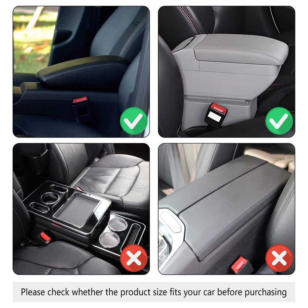 Stacool Upgraded Car Center Console Cover,Microfiber Leather Car Armrest Cover Cushion with 2 Storage Bags,Universal Car Armrest Storage Box