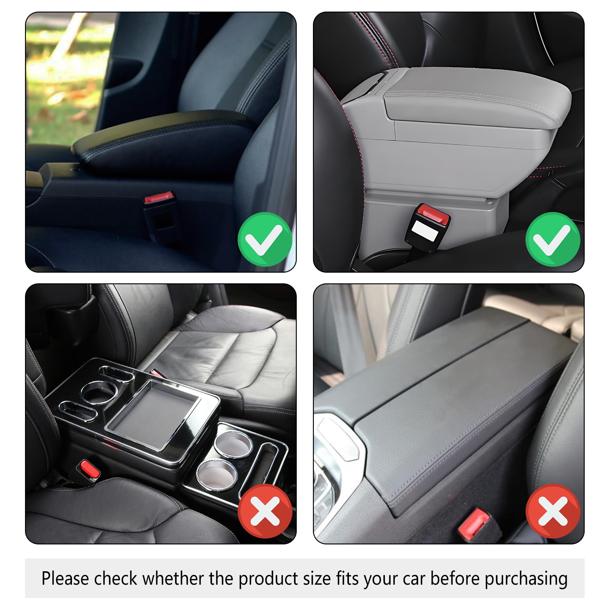 Stacool Upgraded Car Center Console Cover,Microfiber Leather Car Armrest Cover Cushion with 2 Storage Bags,Universal Car Armrest Storage Box