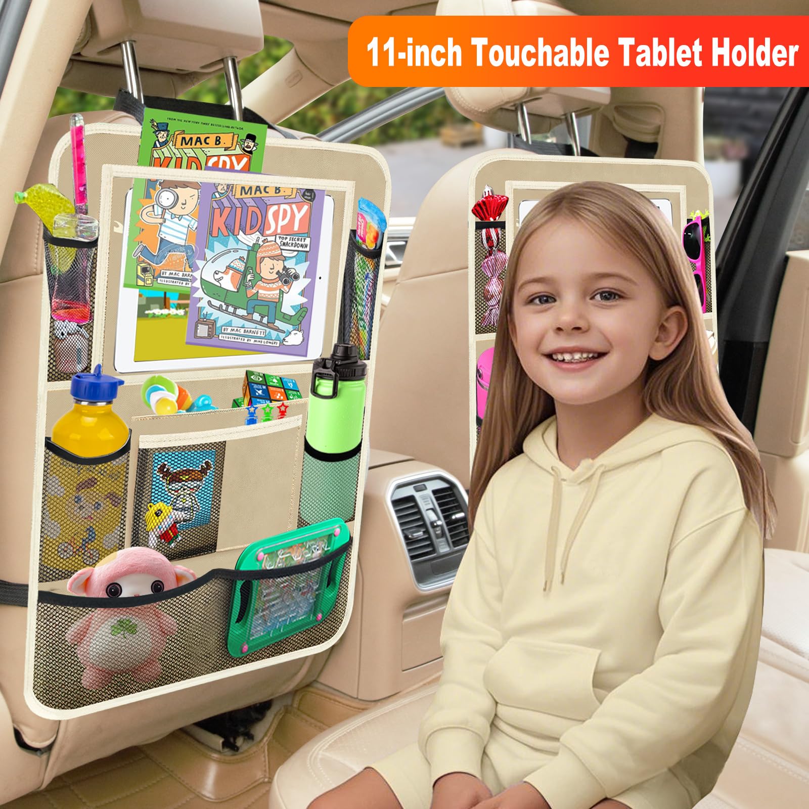 Zecirl 2-Pack Backseat Organizers with Foldable Tray