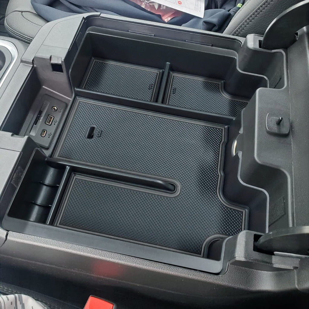 Full Size Center Console Organizer Tray Compatible with 2019-2022 Chevy Silverado/GMC Sierra 1500 and 2020 2021 2022 Silverado/Sierra 2500HD 3500HD Accessories -Full Console w/Bucket Seats ONLY