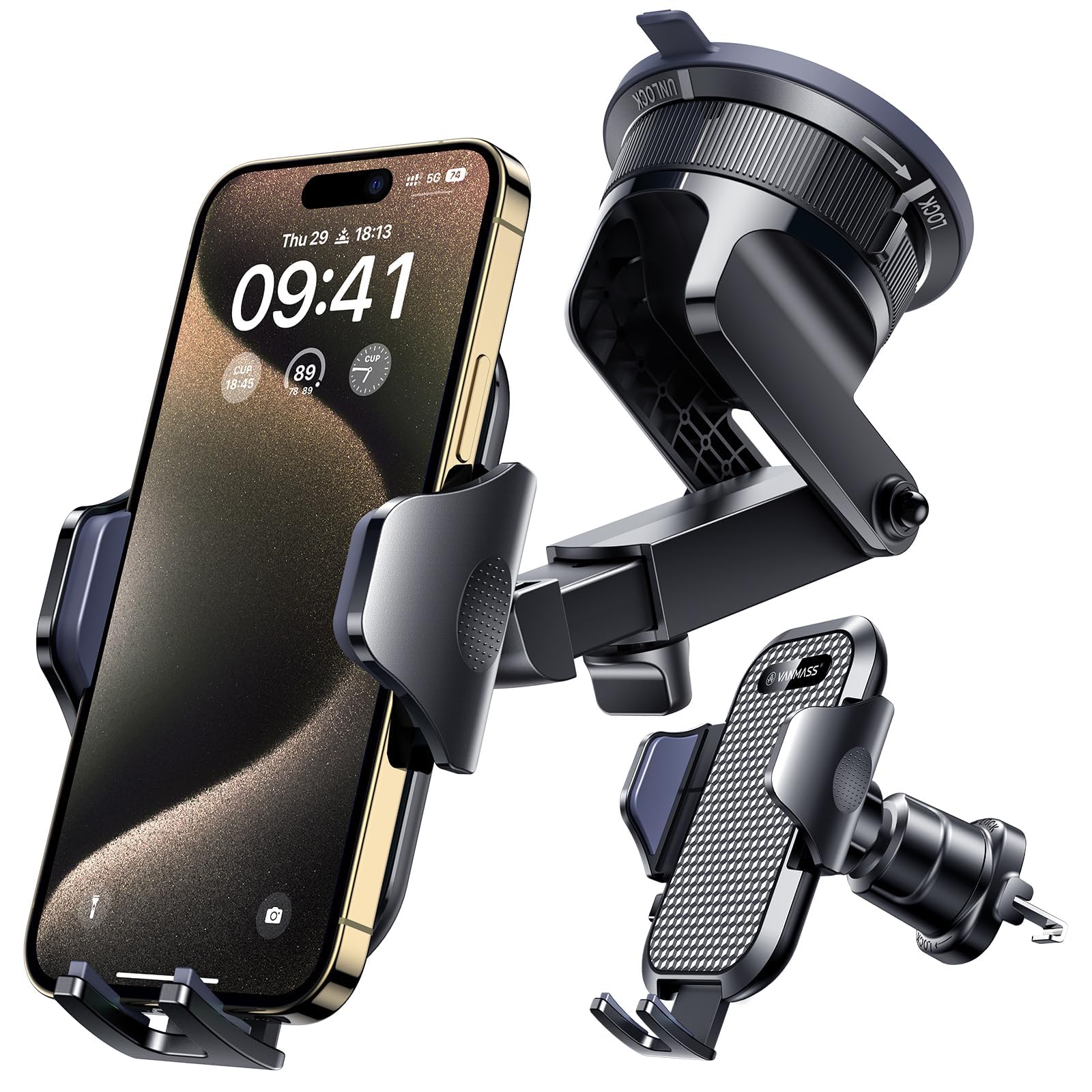 VANMASS Military-Grade Suction Car Phone Mount