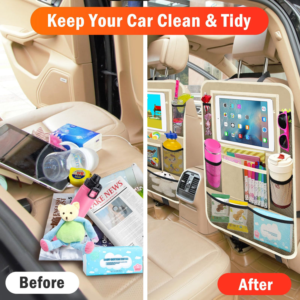 Zecirl 2-Pack Backseat Organizers with Foldable Tray