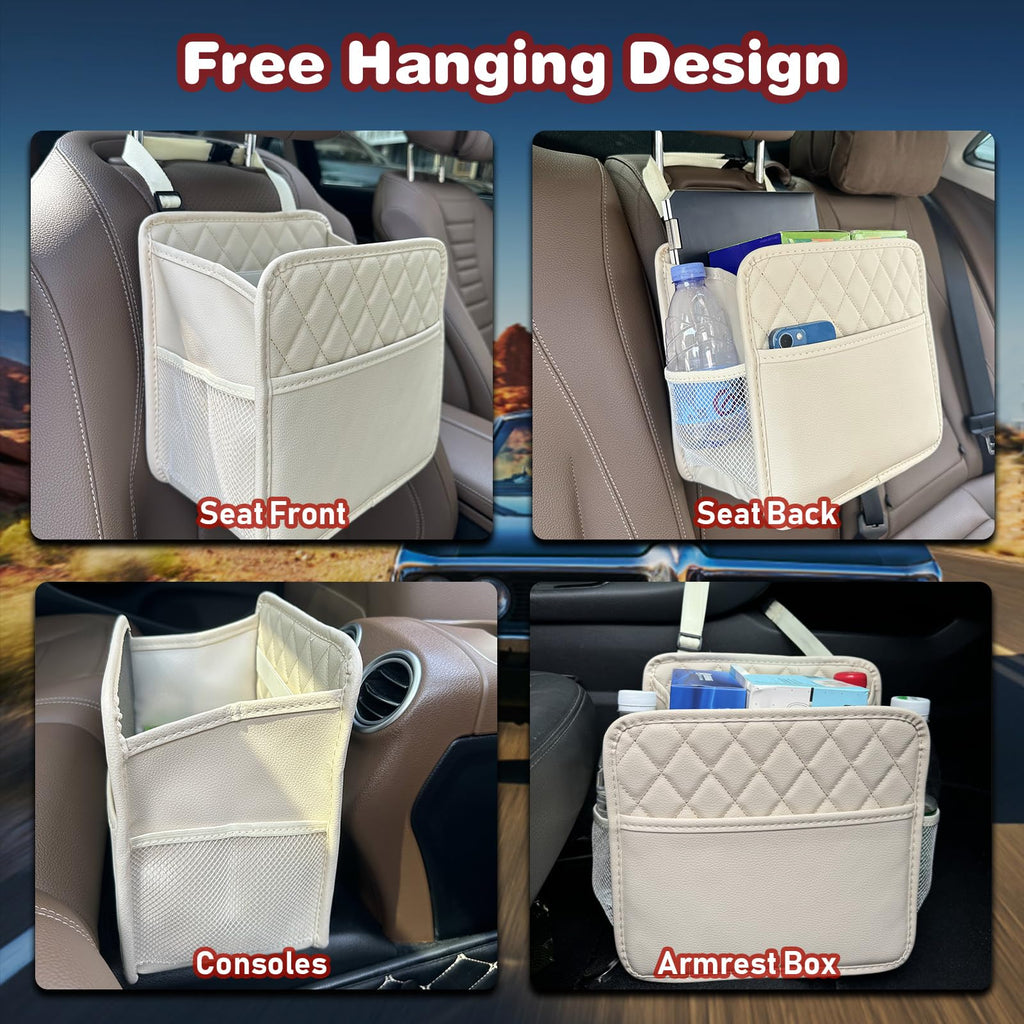 Witaxima PU Leather Backseat Organizer with 2.14-Gallon Trash Can