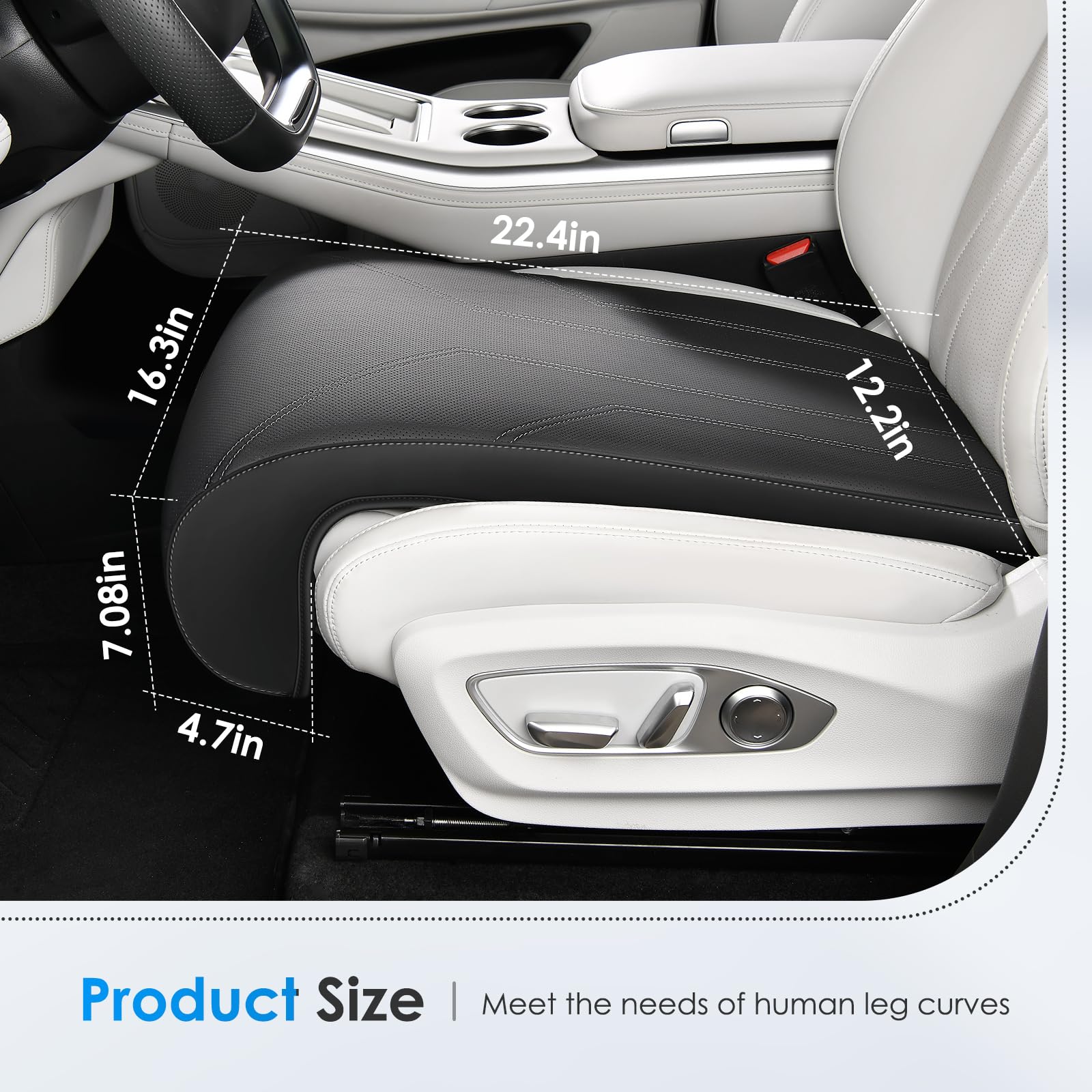 FLORICH Memory Foam Car Seat Extender & Leg Support Cushion