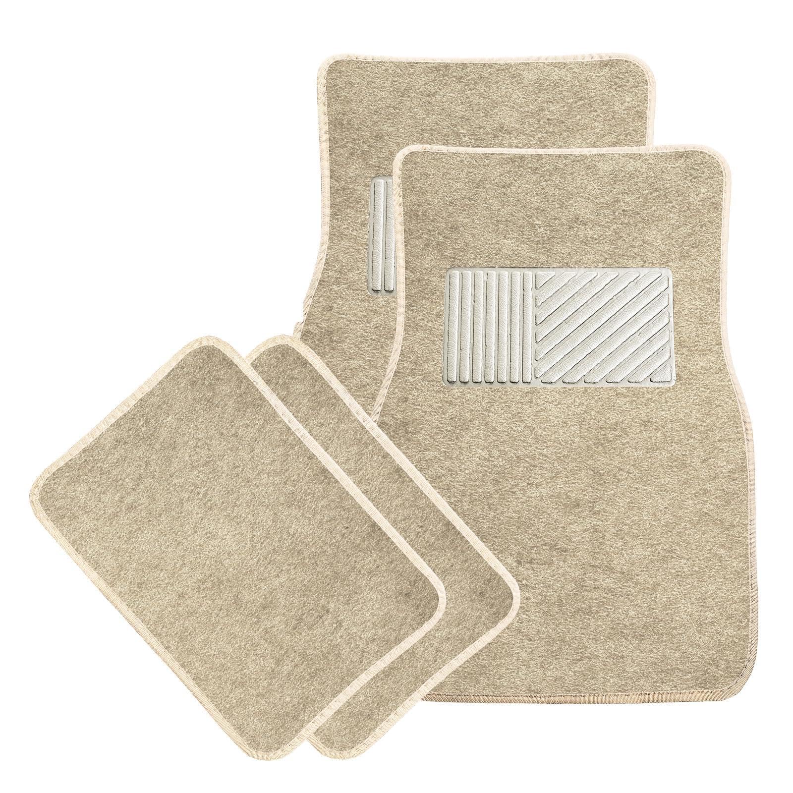 Sun Walker 4 PCS Car Floor Mats, Waterproof Anti-Slip Front & Rear Car Carpets with Driver Heel Pad, All Weather Floor Protective Pads Universal for SUVs Trucks Sedans Vans