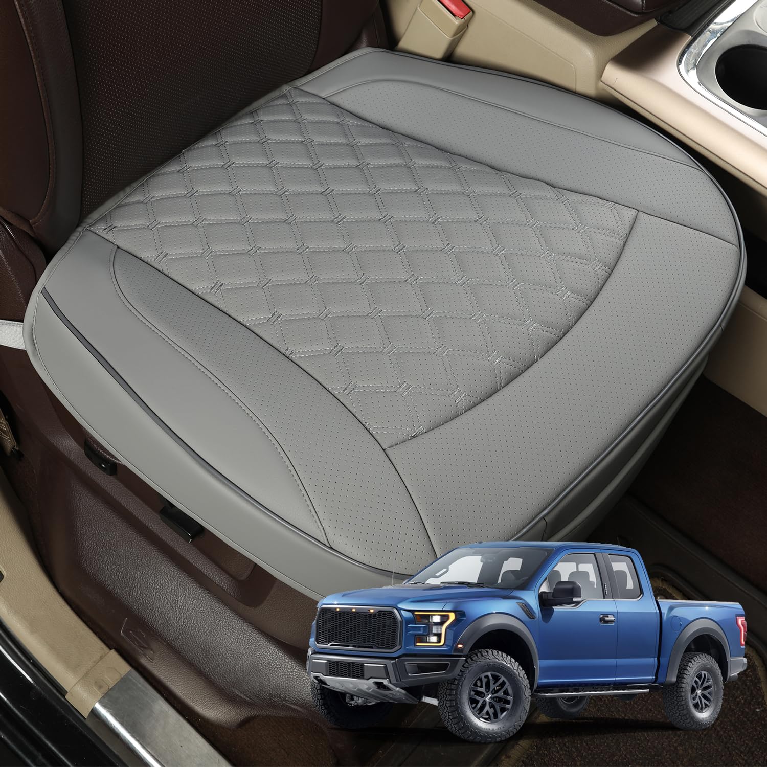 GIANT PANDA Premium PU Leather Front Car Seat Cover Protector Anti-Slip Bottom Seat Cover Fits 95% of Vehicles
