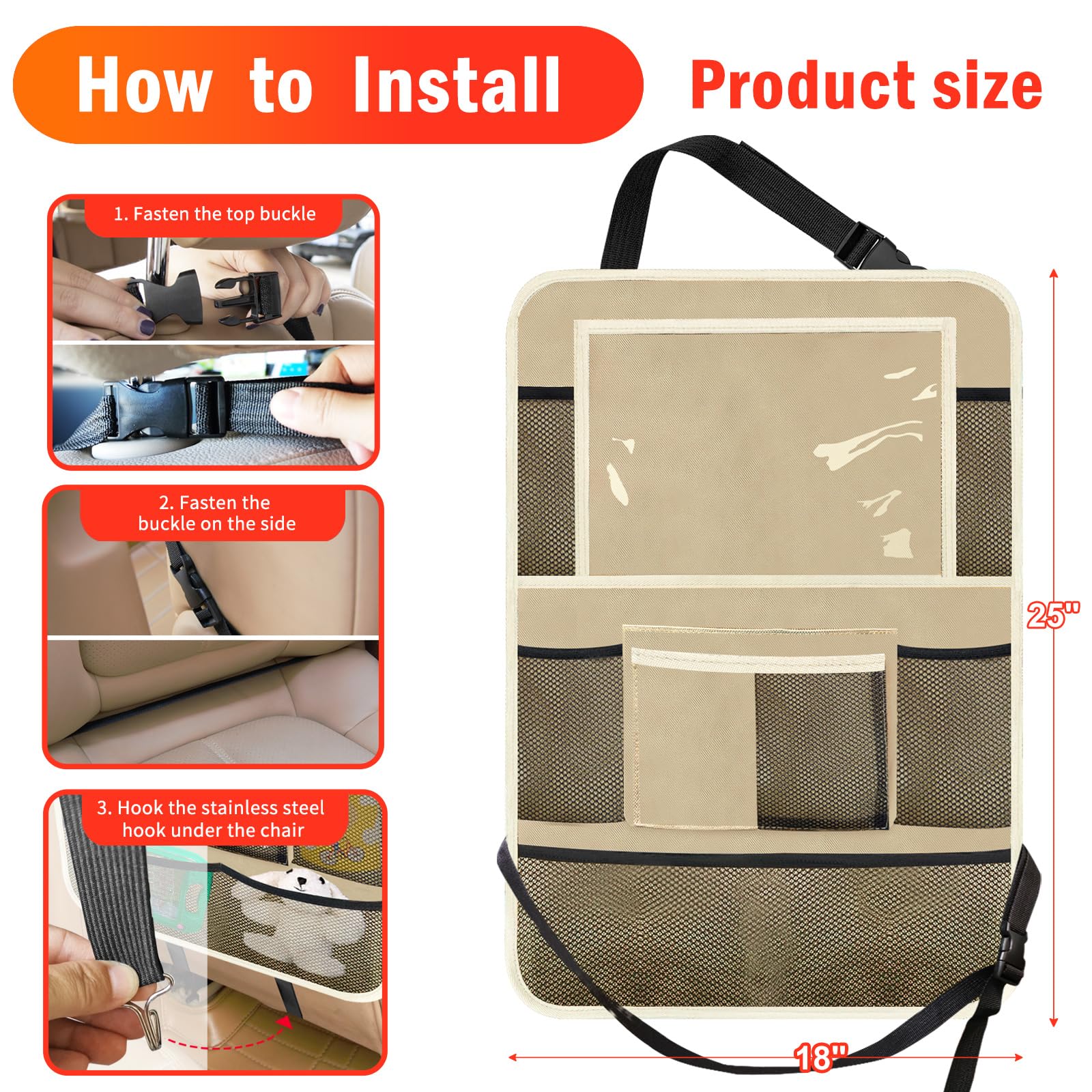 Zecirl 2-Pack Backseat Organizers with Foldable Tray
