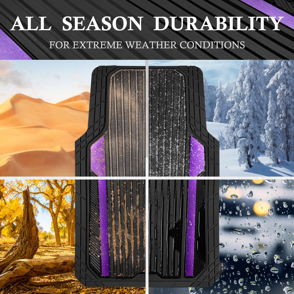 CAR PASS Heavy Duty Sporty Rubber Car Mats, Deep Dish All Weather Car Floor Mats Full Set, Waterproof Anti-Slip Automotive Matts Rugs Trim to Fit for 95% Sedans SUVs Vans Trucks, 4-Piece