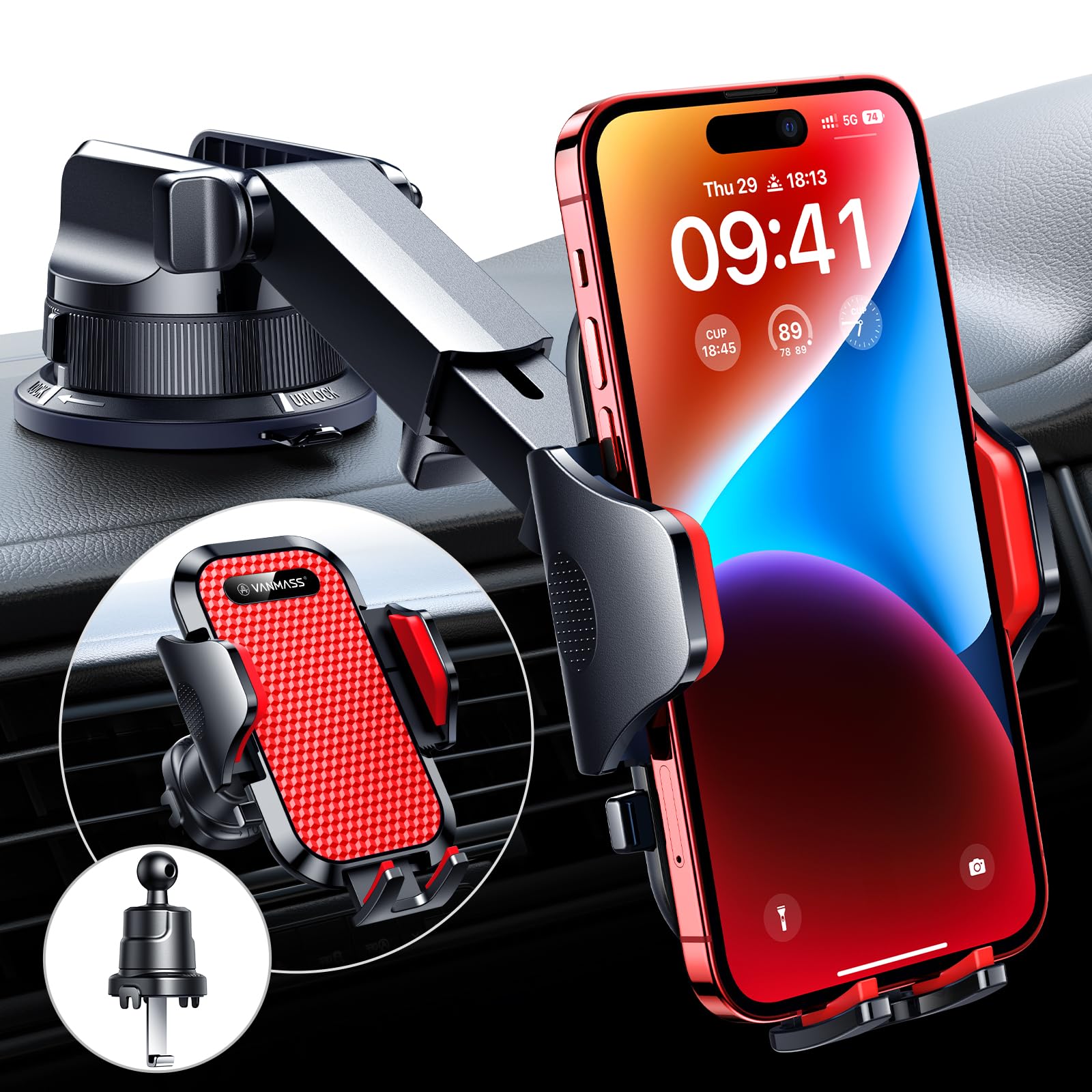 VANMASS Military-Grade Suction Car Phone Mount