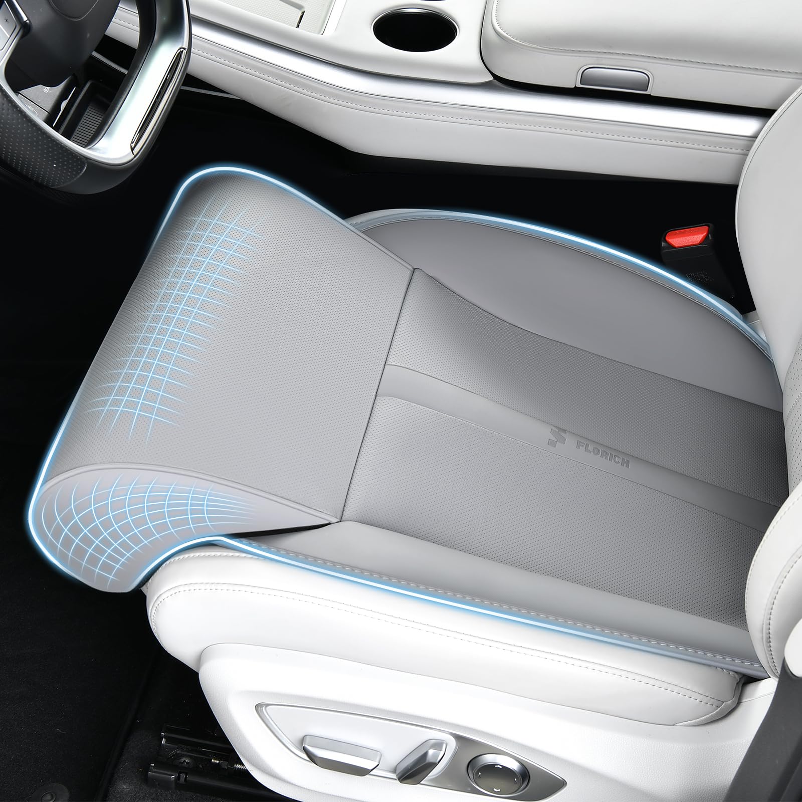 FLORICH Memory Foam Car Seat Extender & Leg Support Cushion