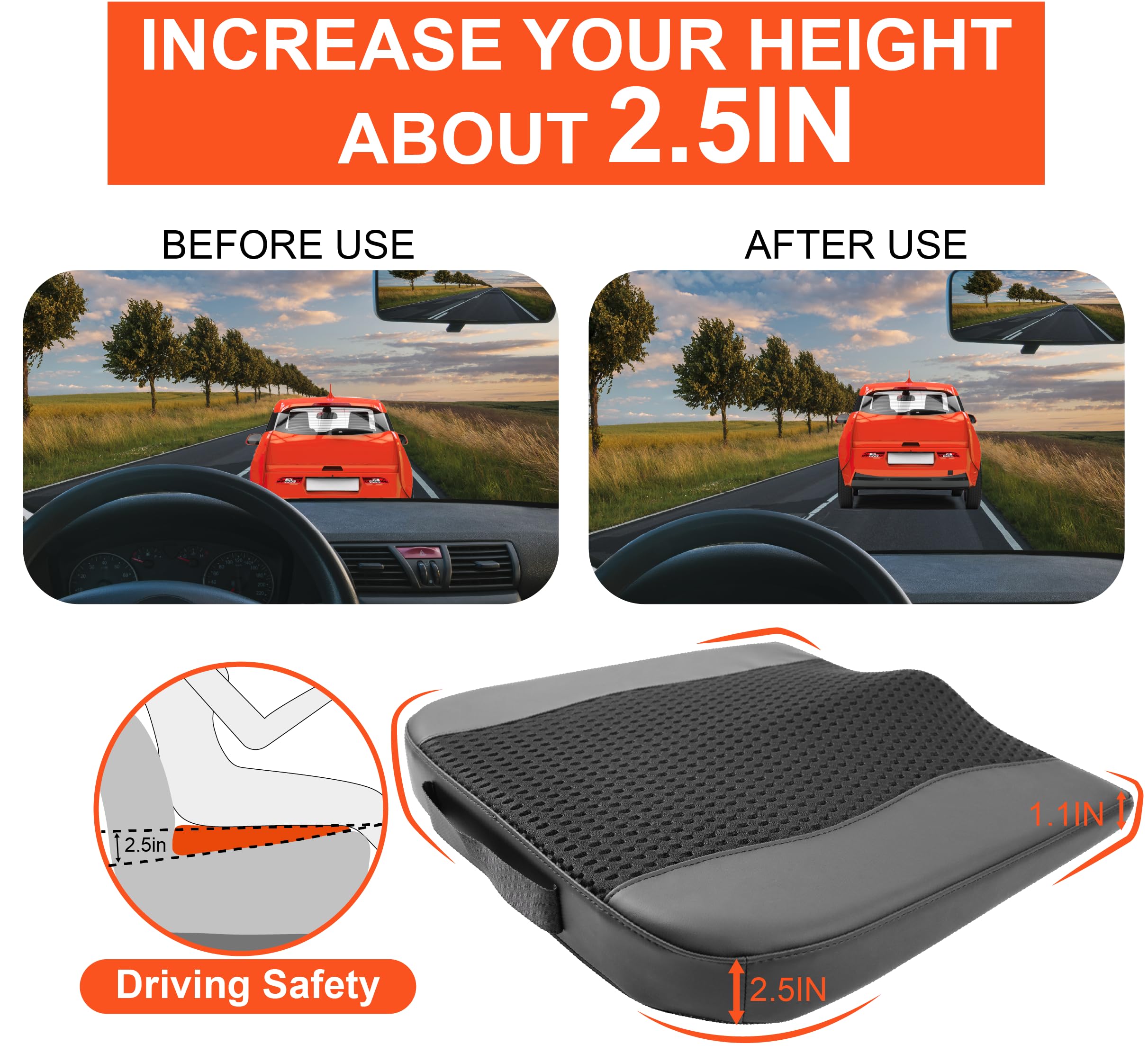 Lofty Aim Memory Foam Car Seat Cushion for Sciatica Relief