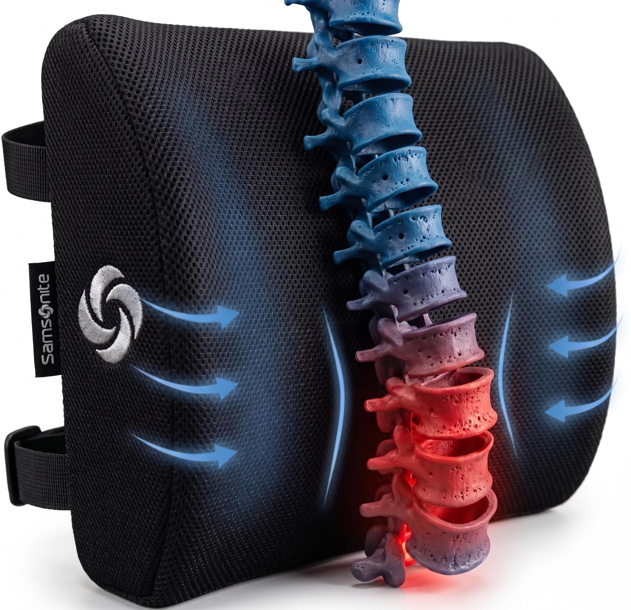 Samsonite Memory Foam Lumbar Support Pillow for Car Seats