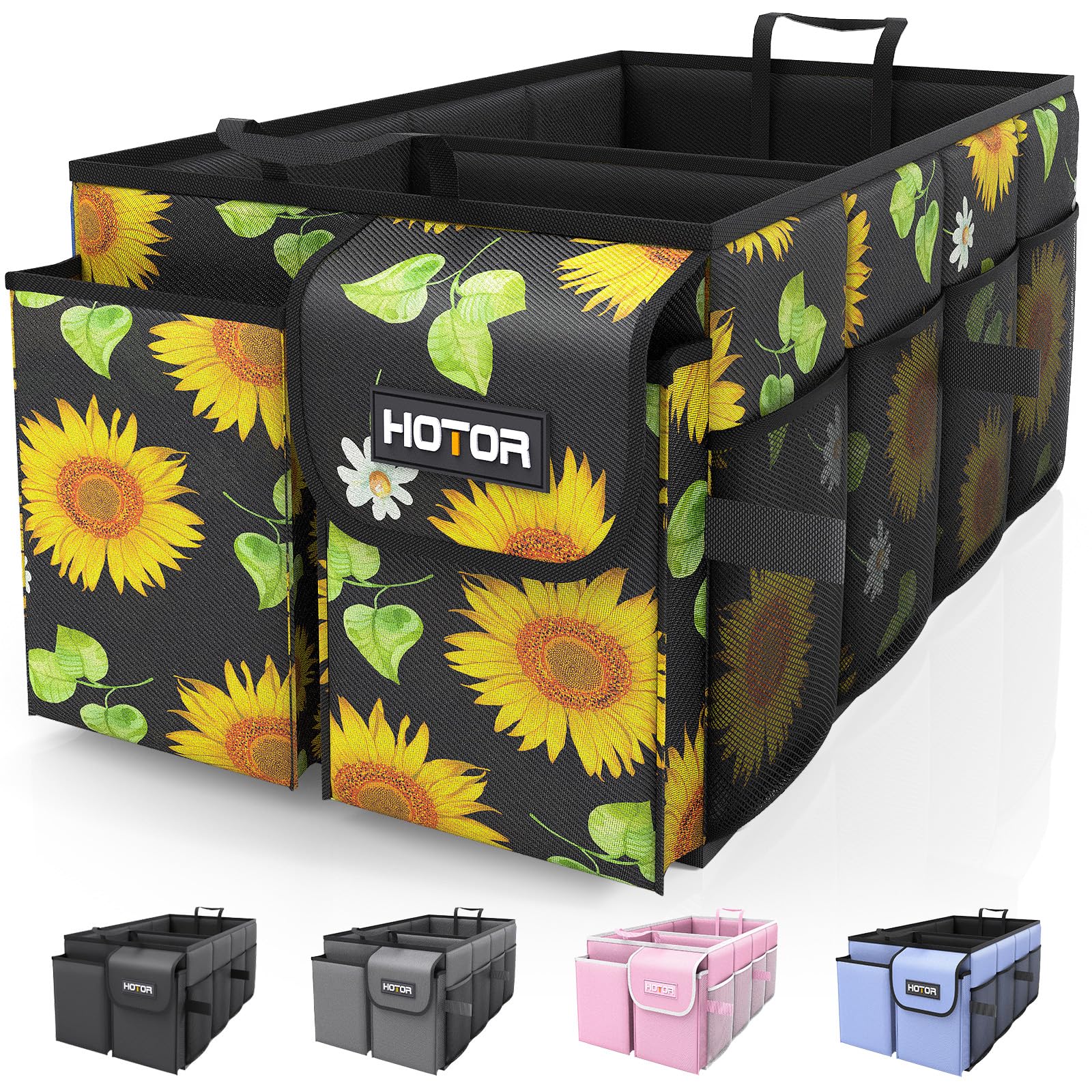 HOTOR Foldable Trunk Organizer - SUV & Sedan Compatible, Sturdy Car Organization for Accessories, Tools, Sundries