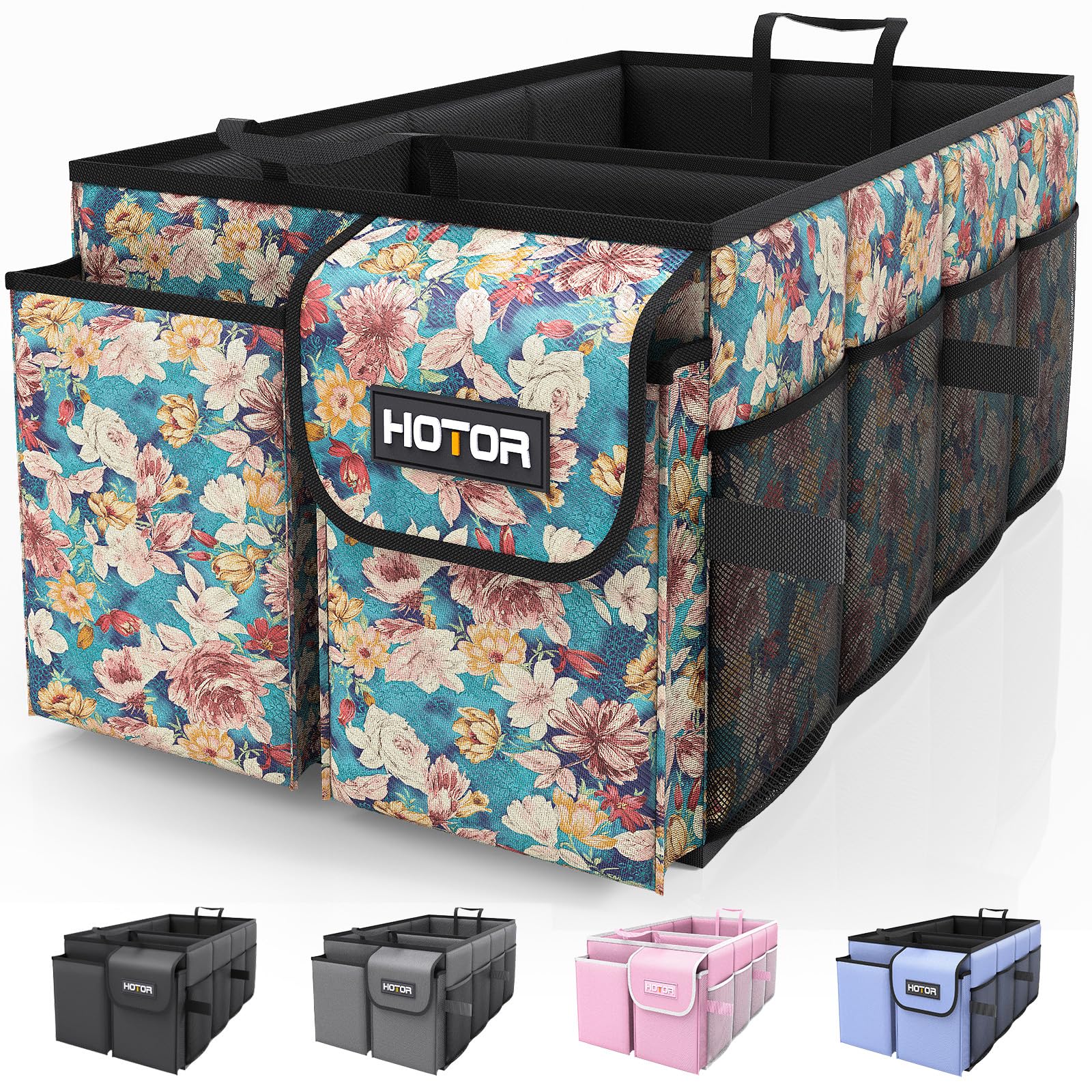 HOTOR Foldable Trunk Organizer - SUV & Sedan Compatible, Sturdy Car Organization for Accessories, Tools, Sundries